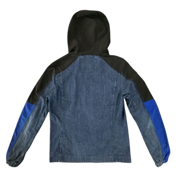 G-Star Raw Denim Mix Colorblock Patches Hooded Full Zip Jacket Unisex Size Small - Picture 5 of 16
